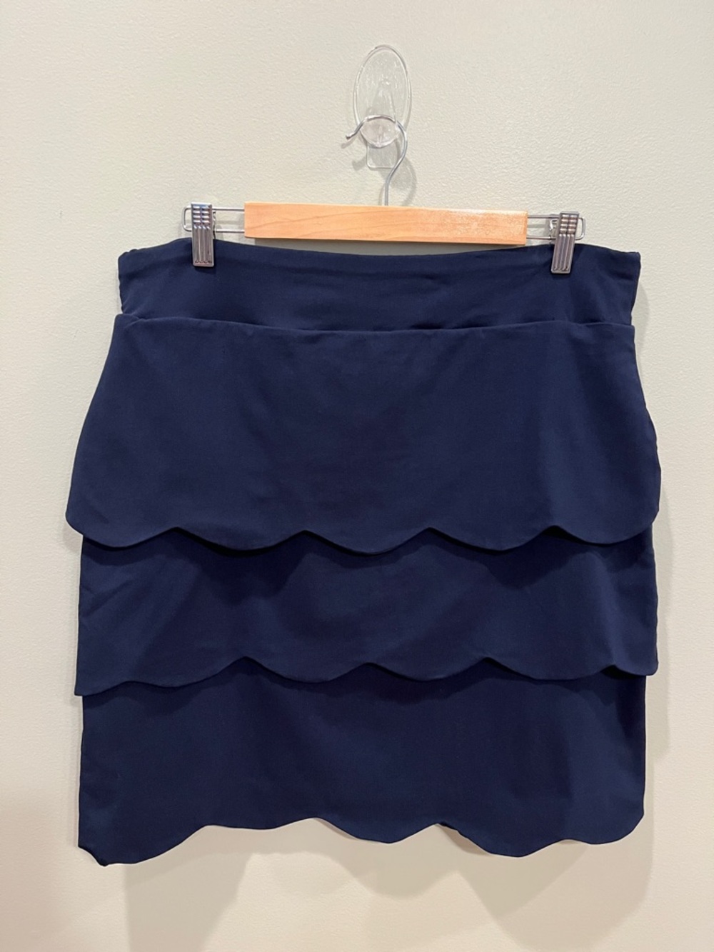 J.McLaughlin Providence Tiered Scalloped Navy Skirt